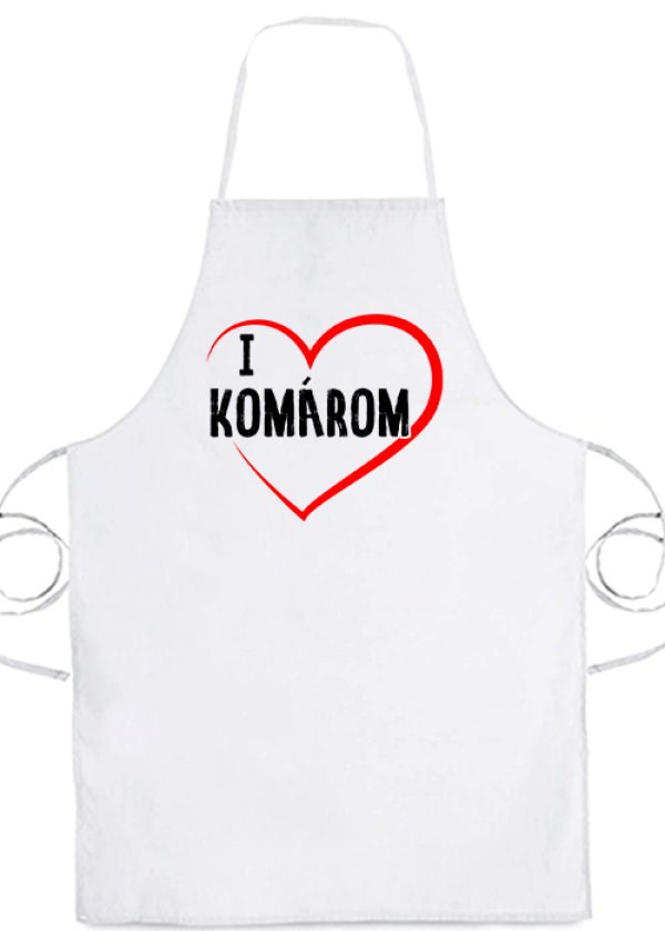 Kötény I love Komárom fehér