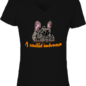 A család kedvence, francia bulldog – Női V nyakú póló