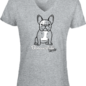 Denevérfülű sármőr francia bulldog – Női V nyakú póló