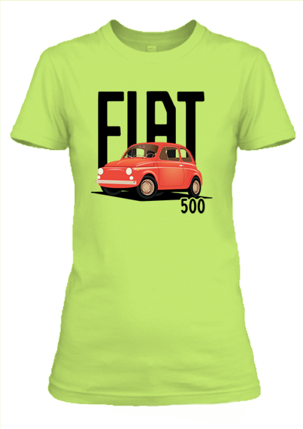 Fiat 500 női póló almazöld