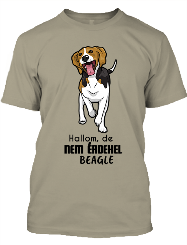 Hallom de nem érdekel beagle férfi póló khaki