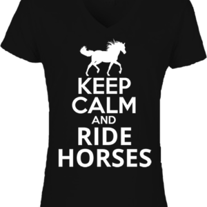 Keep calm and ride horses – Női V nyakú póló