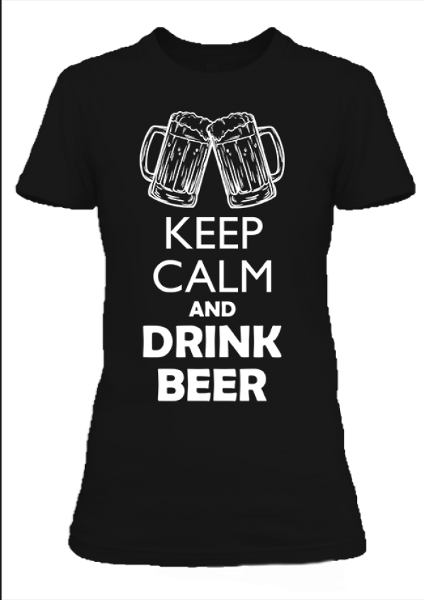 Keep calm beer női póló fekete