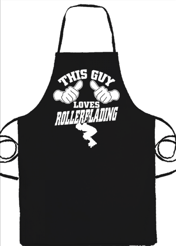 Kötény This guy loves rollerblading fekete