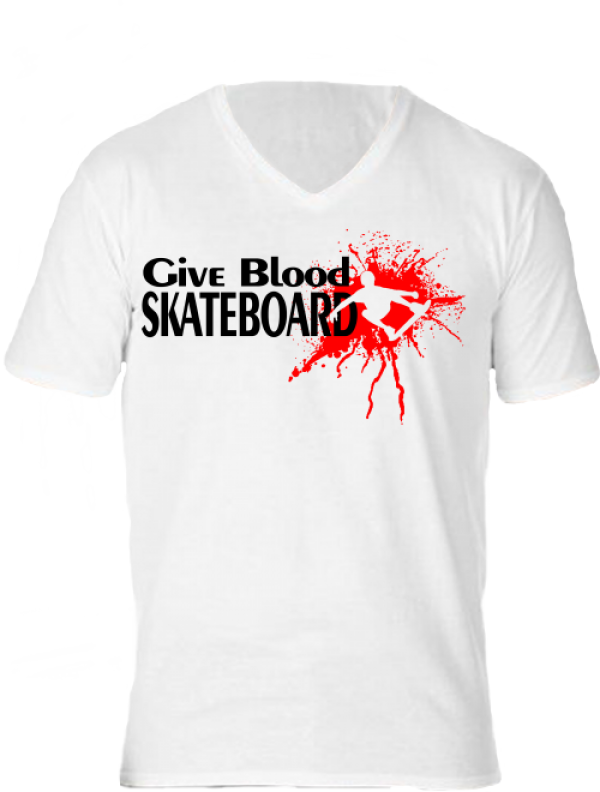 Póló Give blood skateboard gördeszka fehér