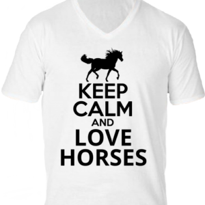Keep calm and love horses lovas -Férfi V nyakú póló