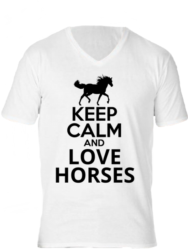 Póló Keep calm and love horses lovas fehér