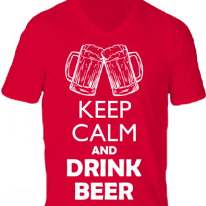 Keep calm beer sör -Férfi V nyakú póló