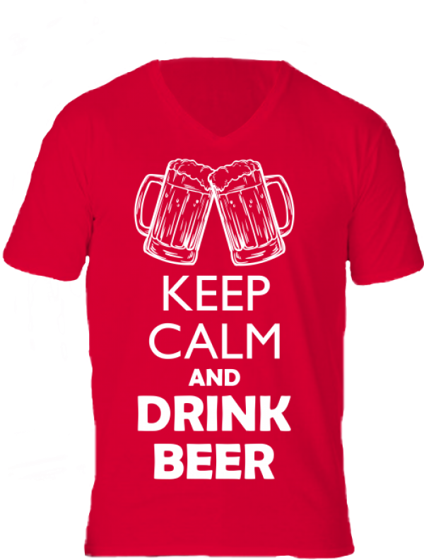 Póló Keep calm beer sör piros
