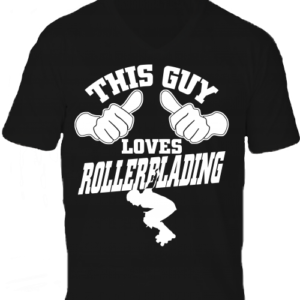 This guy loves rollerblading görkorcsolya-Férfi V nyakú póló