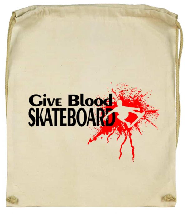 Tornazsák Give blood skateboard gördeszka natúr