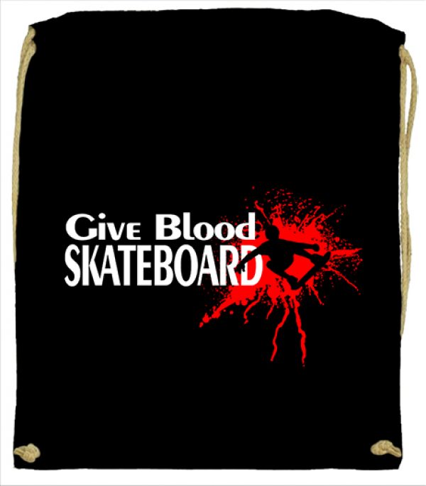 Tornazsák Give blood skateboard gördeszka fekete