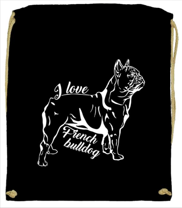 Tornazsák I love french bulldog francia bulldog fekete