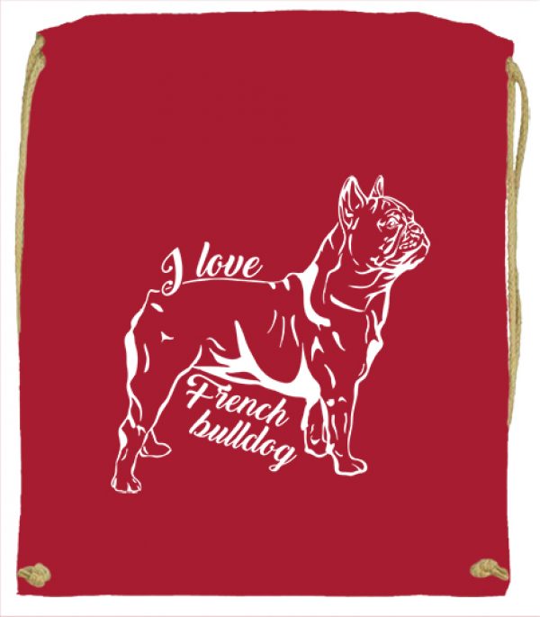 Tornazsák I love french bulldog francia bulldog piros