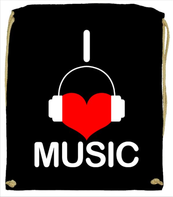 Tornazsák I love music fekete