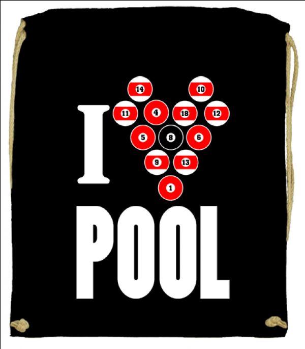Tornazsák I love pool billiárd fekete