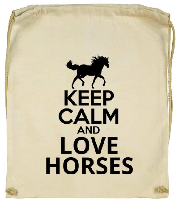 Tornazsák Keep calm and love horses natur