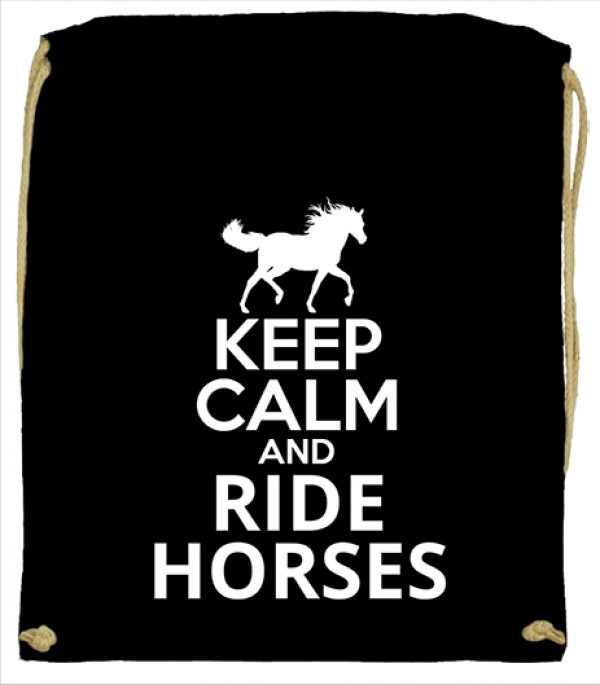 Tornazsák Keep calm and ride horses fekete
