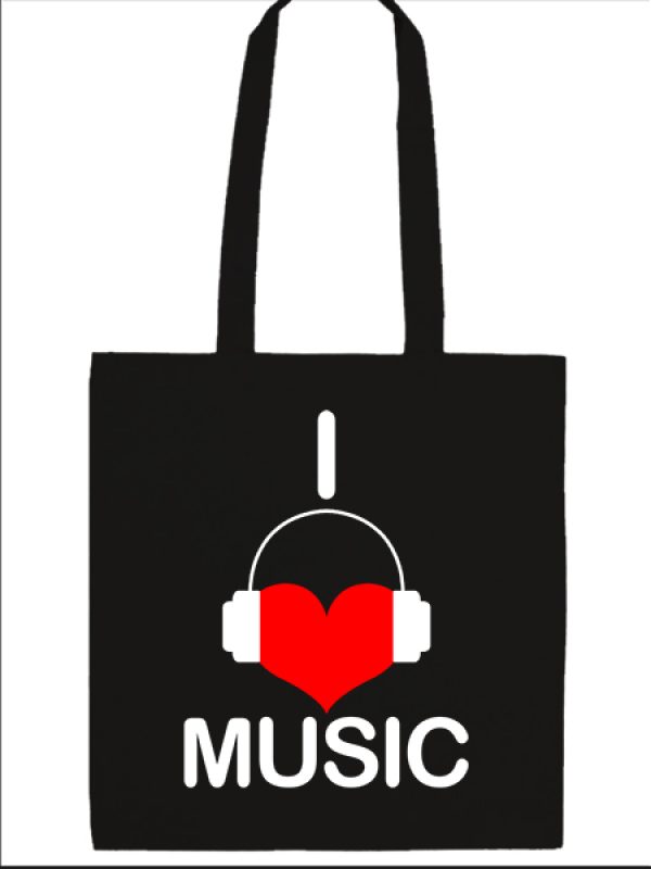 Táska I love music fekete