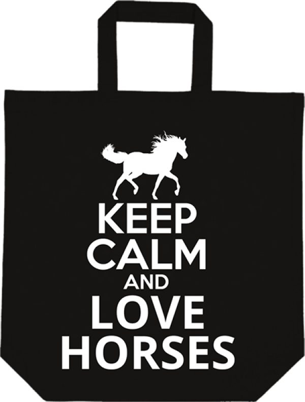 Táska Keep calm and love horses fekete