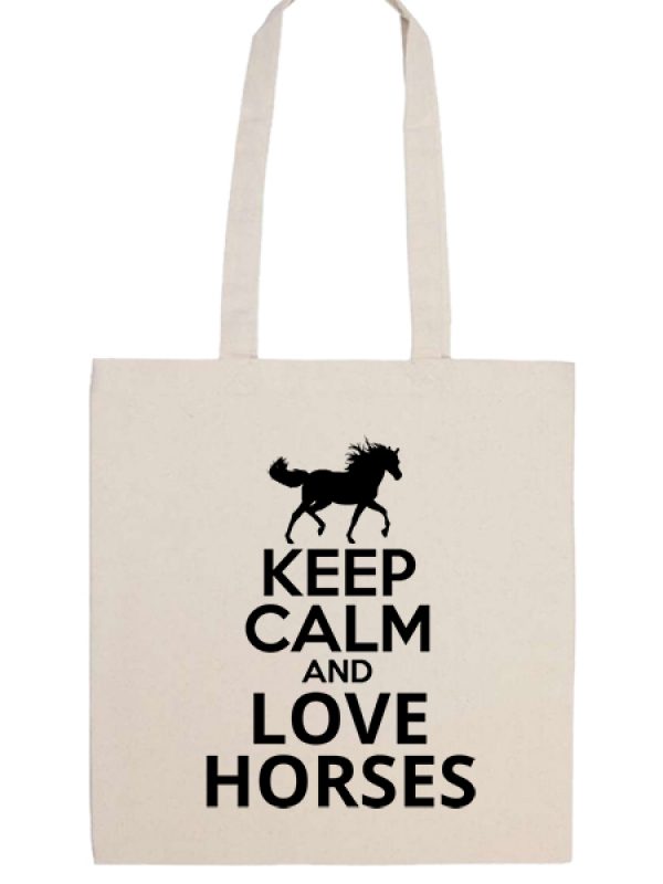 Táska Keep calm and love horses natur