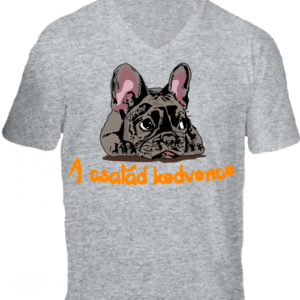 A család kedvence, francia bulldog-Férfi V nyakú póló