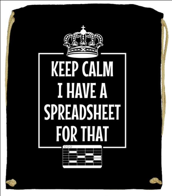 Tornazsák Keep calm I have a spreadsheet fekete