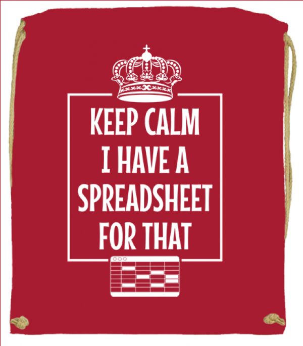Tornazsák Keep calm I have a spreadsheet piros