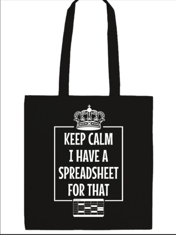 Táska hosszú fülű Keep calm I have a spreadsheet fekete