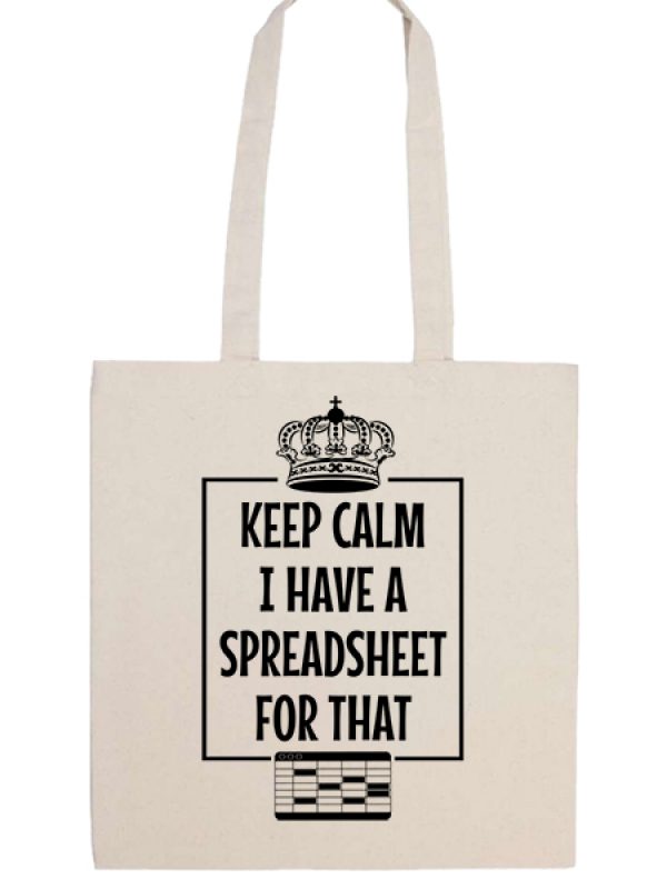 Táska hosszú fülű Keep calm I have a spreadsheet natúr