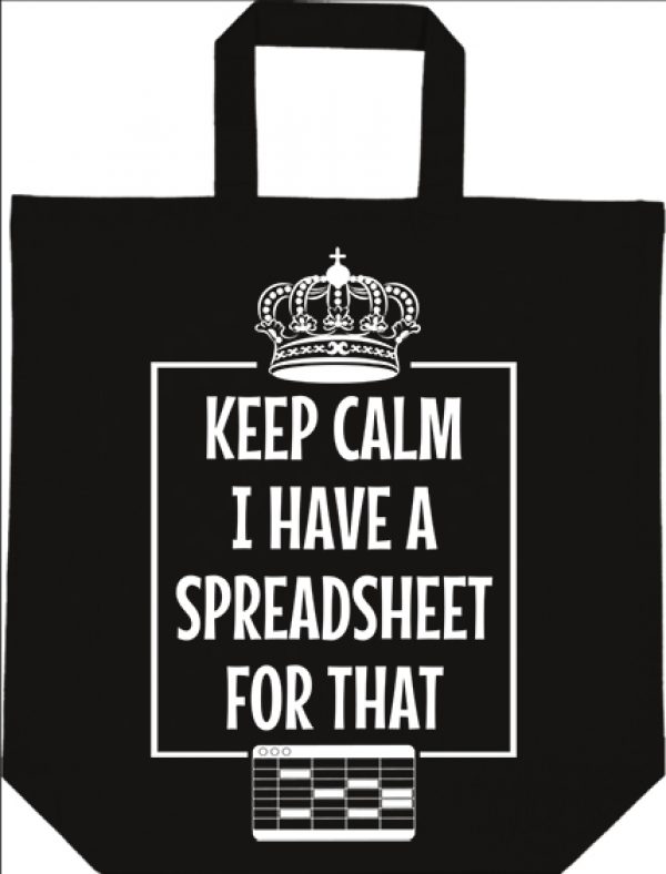 Táska rövid fülű Keep calm I have a spreadsheet fekete