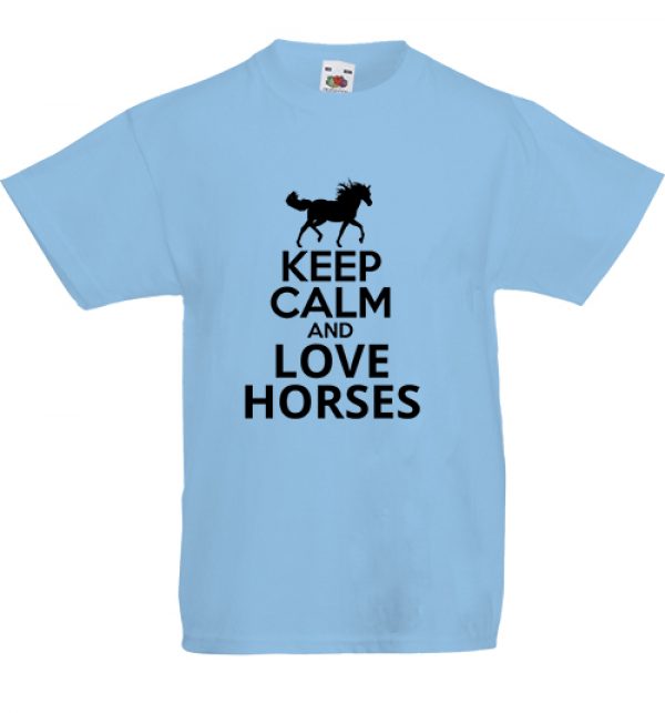 Gyerekpóló Keep calm and love horses égkék