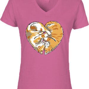 Cica szív-Női V nyakú póló