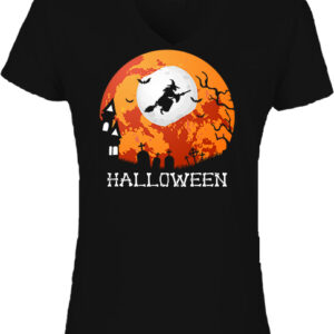 Halloween boszorkány-Női V nyakú póló