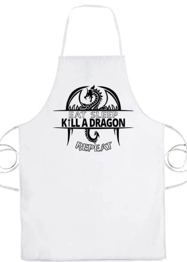 Kötény eat sleep kill a dragon repeat fehér