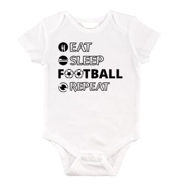 Baby body eat sleep football repeat fehér