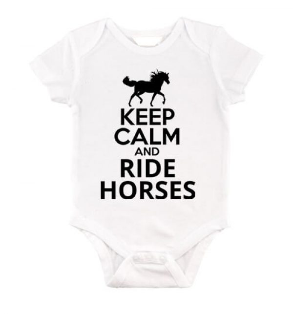 Baby body Keep calm and ride horses lovas fehér