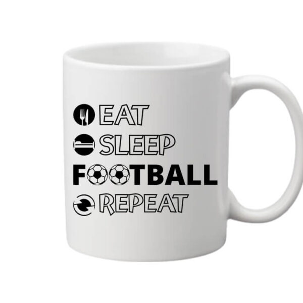 Bögre eat sleep football repeat fehér