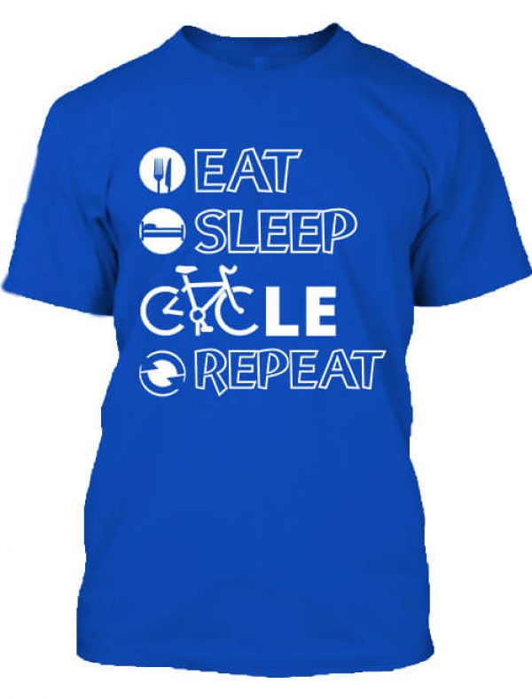 Férfi póló eat sleep cycle repeat királykék