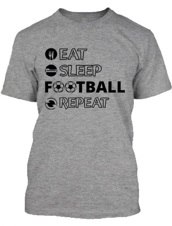 Férfi póló táska eat sleep football repeat szürke