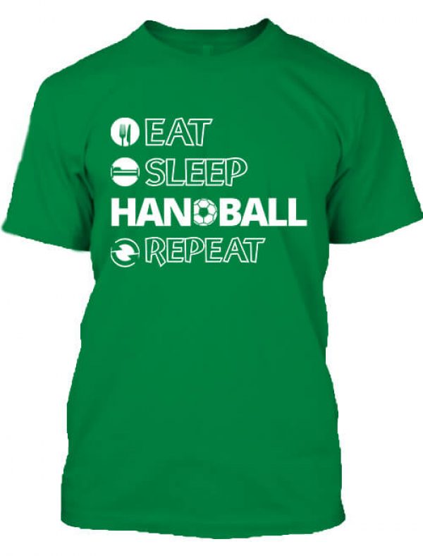 Férfi póló eat sleep handball repeat élénkzöld