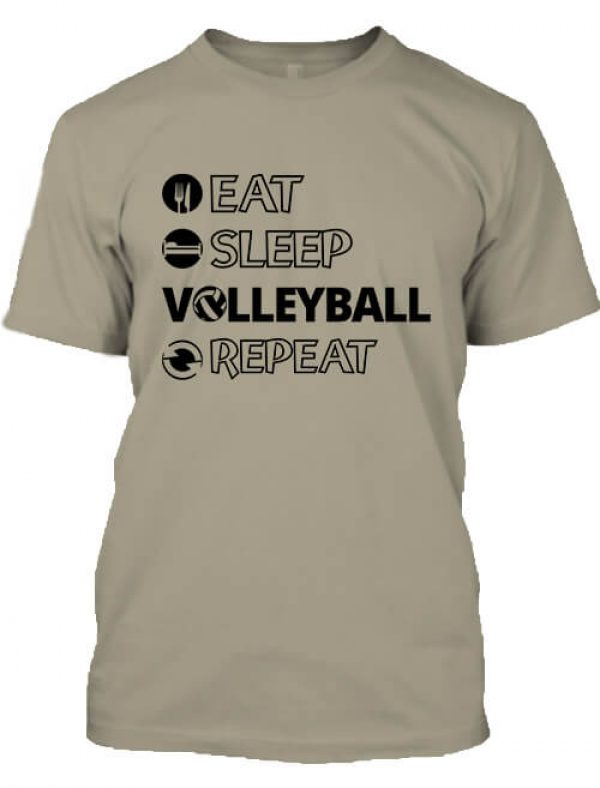 Férfi póló eat sleep volleyball repeat khaki