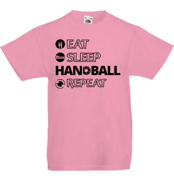 Gyerek póló eat sleep handball repeat pink