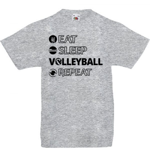 Gyerek póló eat sleep volleyball repeat szürke