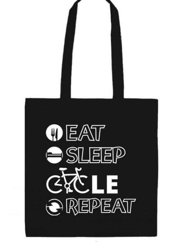 Hosszú fülű táska eat sleep cycle repeat fekete
