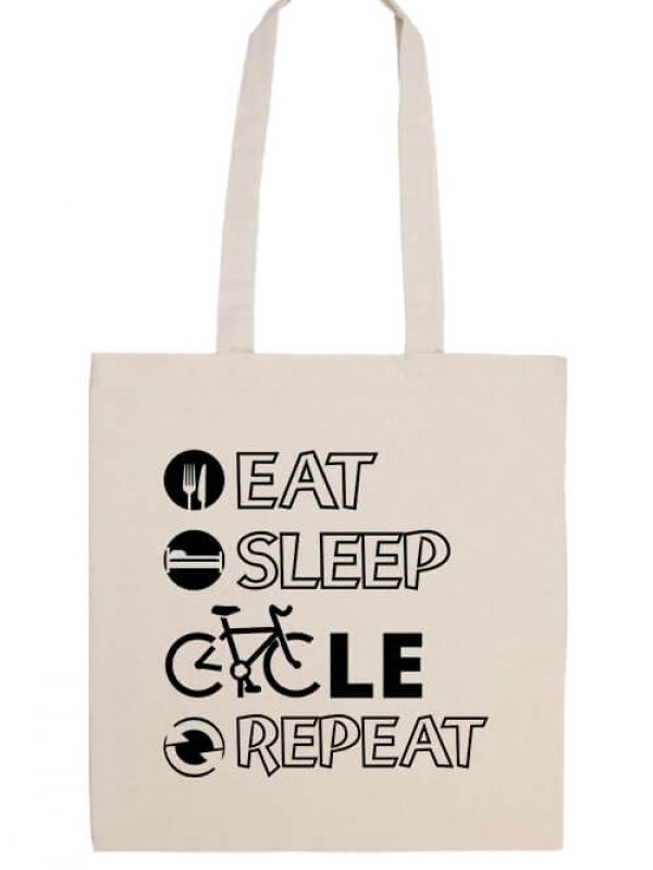 Hosszú fülű táska eat sleep cycle repeat natúr