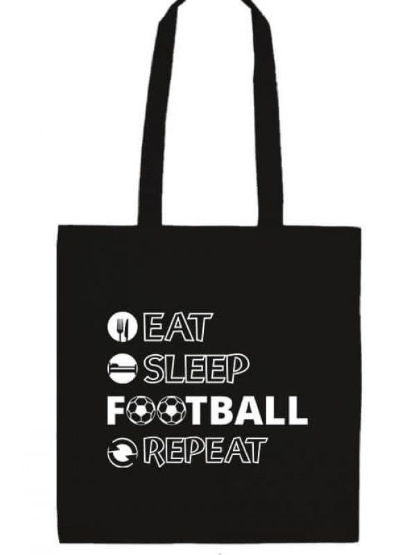 Hosszú fülű táska eat sleep football repeat fekete