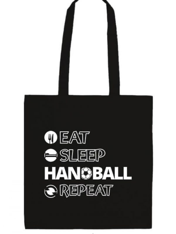 Hosszú fülű táska eat sleep handball repeat fekete
