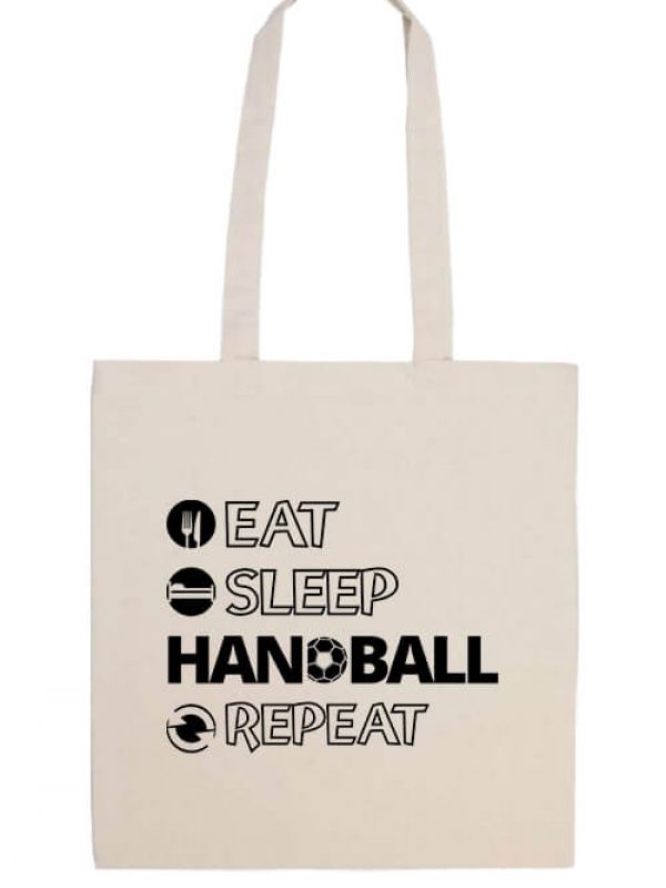 Hosszú fülű táska eat sleep handball repeat natúr