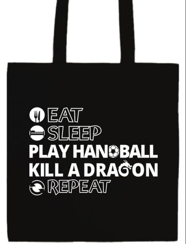 Hosszú fülű táska eat sleep play handball repeat fekete